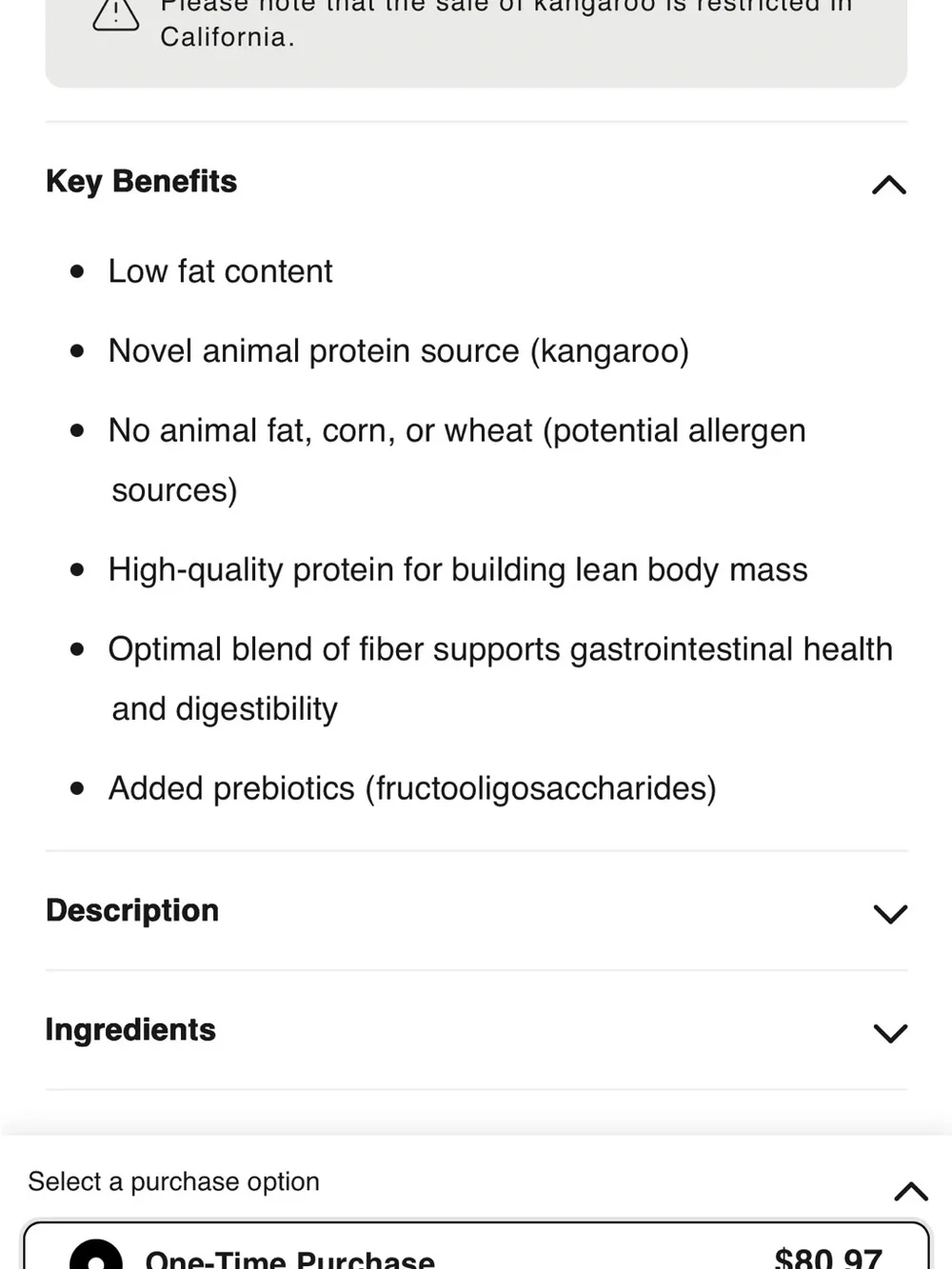 Low Fat Kangaroo Canned Dog Food - Purple